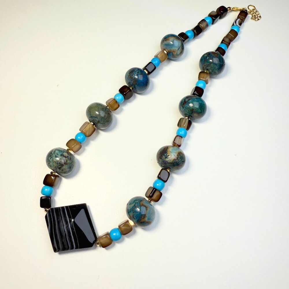 Earth Tone Agate Statement Necklace | Handmade